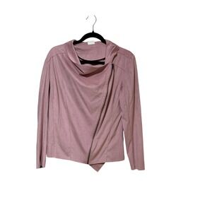Mote‎ Women Dusty Rose Faux Suede Asymmetrical Zip Moto Jacket Pink Small